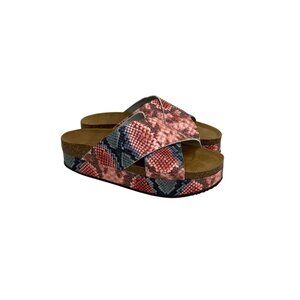 Free People Sidelines Flatform Snakeskin Crisscross Slide Sandal Womens 40 US 10